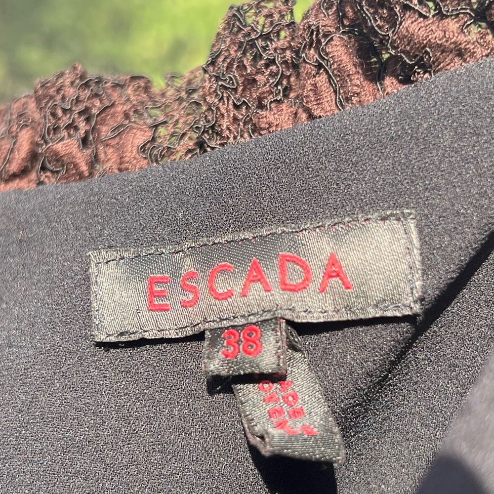 Escada Escada Brown Floral Cotton Lace Babydoll Top Size 38 Beautiful - Picture 7 of 9